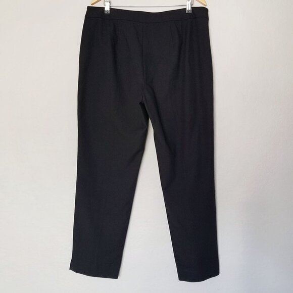 St. John Emma Trouser Pants Womens 16 Black Gray Birdseye Tapered Leg Full USA - Picture 7 of 13